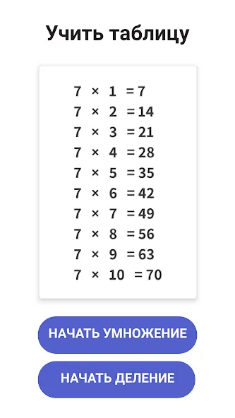 Скачать Таблица умножения - Математика на Андроид