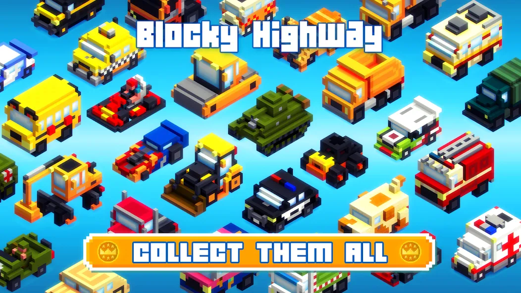 Скачать Blocky Highway: Traffic Racing [Взлом/МОД Много денег] на Андроид